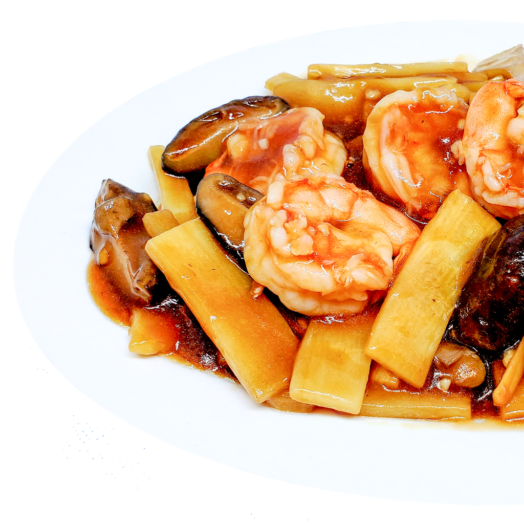 #061-King Prawns with Chinese Mushrooms & Bamboo Shoots