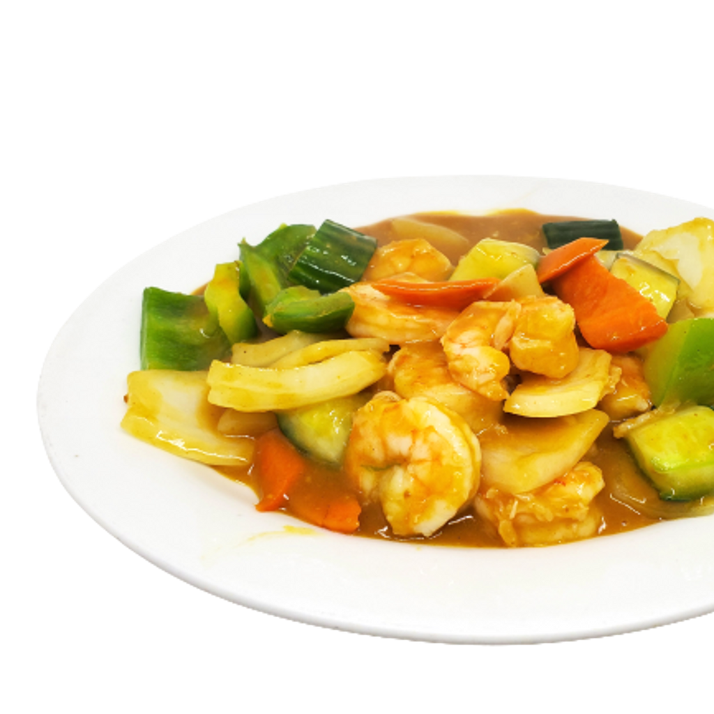 #114C-Malaysian Satay King Prawns in Hot Pot