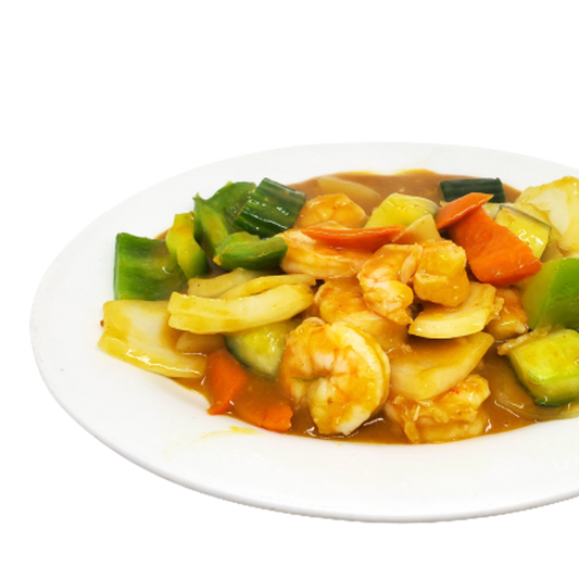 #114C-Malaysian Satay King Prawns in Hot Pot